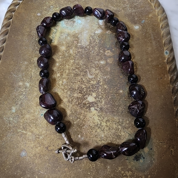 Vintage Tumbled Amethyst Chunky Necklace Polished Stone Raw Heavy Chakra 16" - Picture 9 of 12